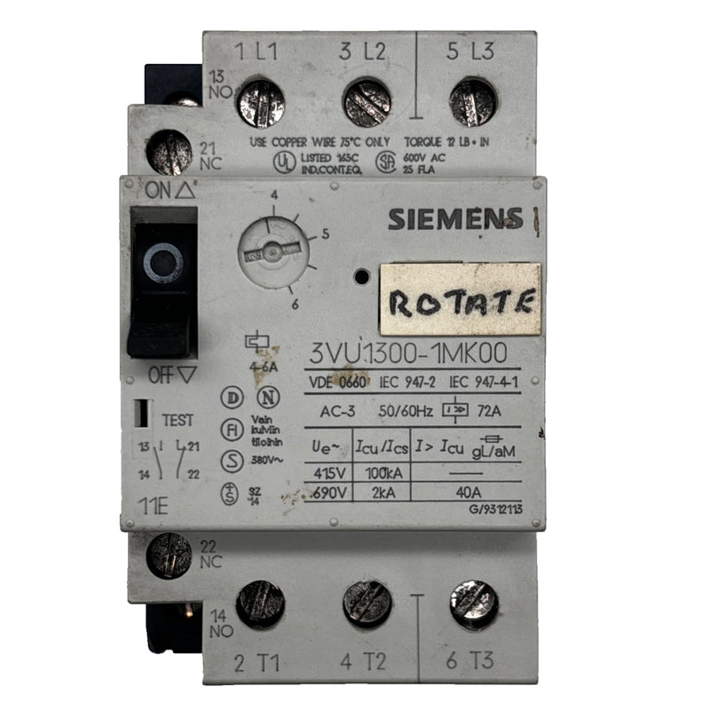 Siemens Circuit Breaker 690VAC 3P 50/60Hz 3VU1300-1MK00