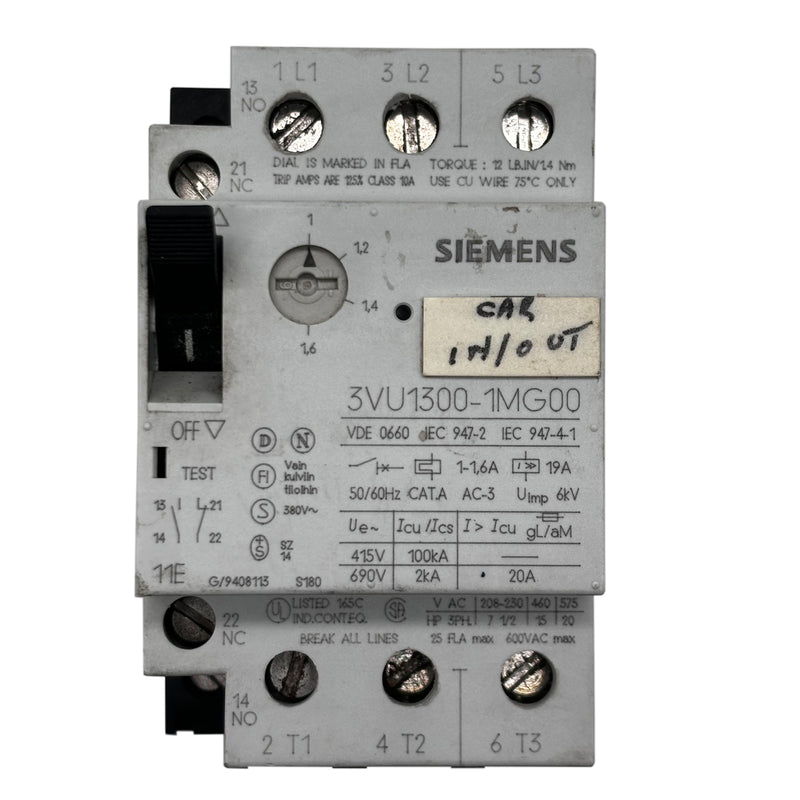 Siemens Circuit Breaker 690VAC 3P 50/60Hz 3VU1300-1MK00