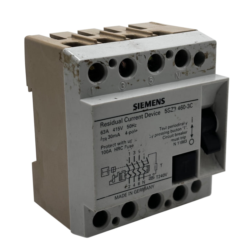 Siemens Residual Current Device 415V 63A 4P 50Hz 5SZ3 460-3C