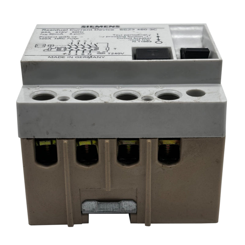 Siemens Residual Current Device 415V 63A 4P 50Hz 5SZ3 460-3C