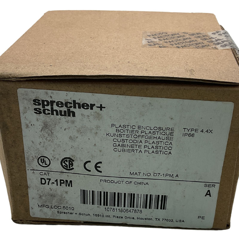 Sprecher + Schuh Enclosure Plastic 22.5mm 1-Hole Gray D7-1PM