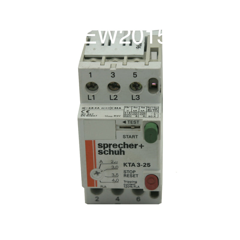 Sprecher + Schuh Motor Starter 2.5-4.0A 3 Pole 115-230VAC KTA 3-25-4A