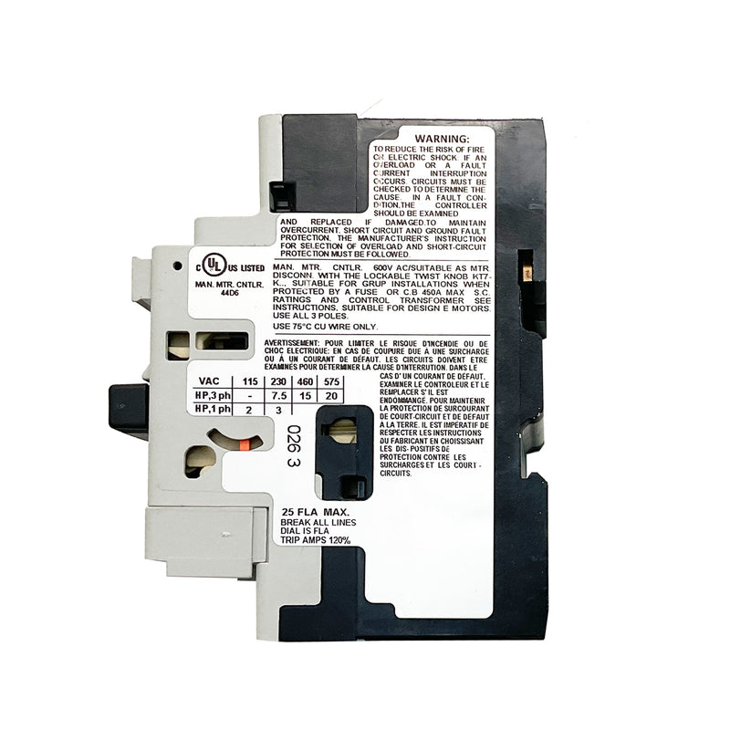 Sprecher + Schuh Manual Motor Controller 18-25A 3-Pole KTA7-25S-25A