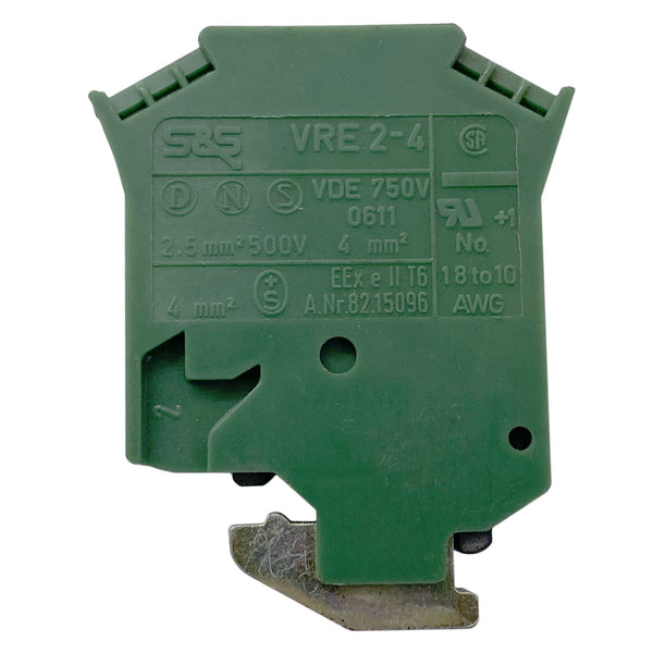 Sprecher + Schuh Terminal Block Thru-Wire 4mm Green 750V VRE2-4