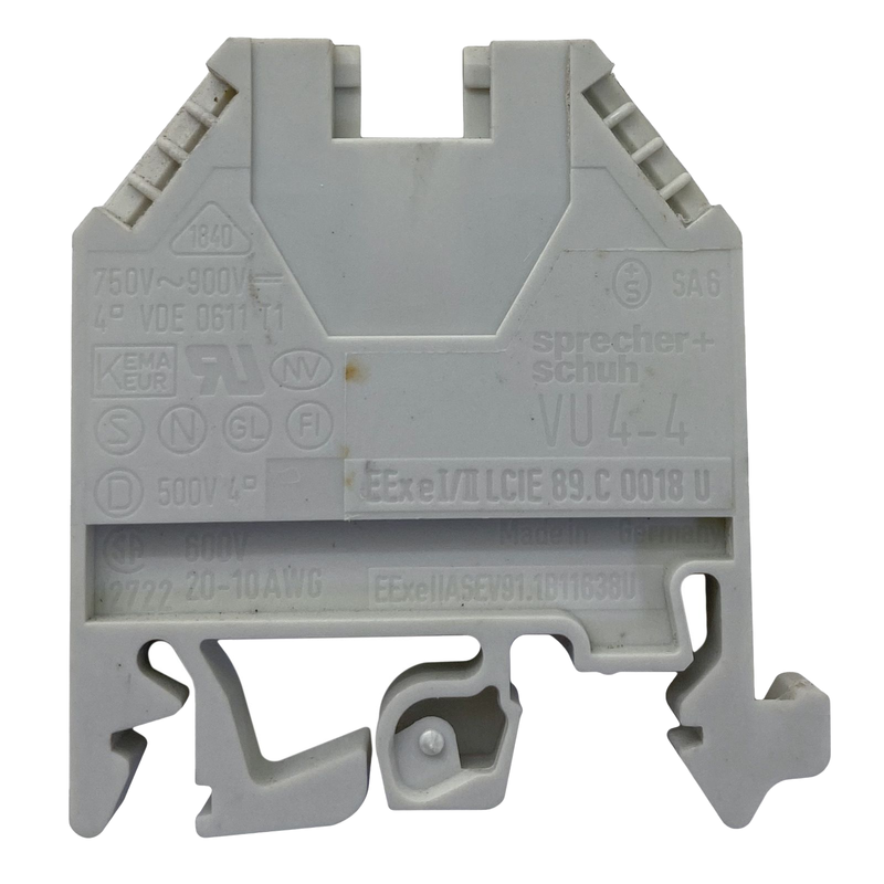 Sprecher + Schuh Feed-Thru Terminal Block 20-10AWG 4mm 750VAC Gray VU4-4