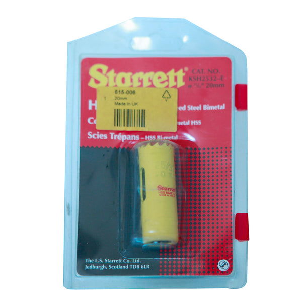 Starrett Holesaw Fast Cut Bi-Metal 20mm 25/32" Yellow KSH2532-E
