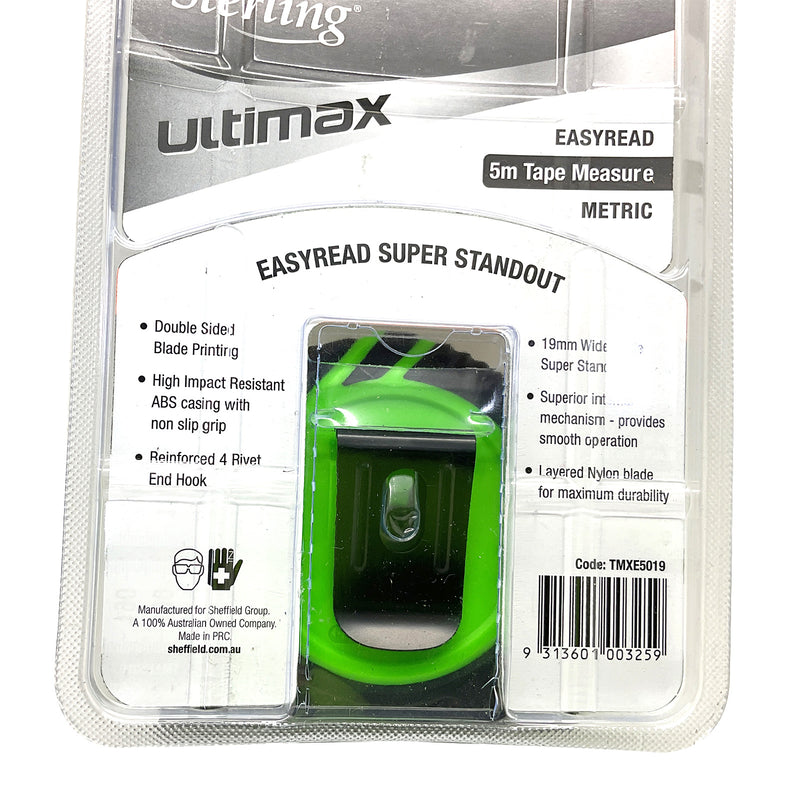 Sterling Ultimax Tape Measure Easyread 19mm x 5m TMXE5019