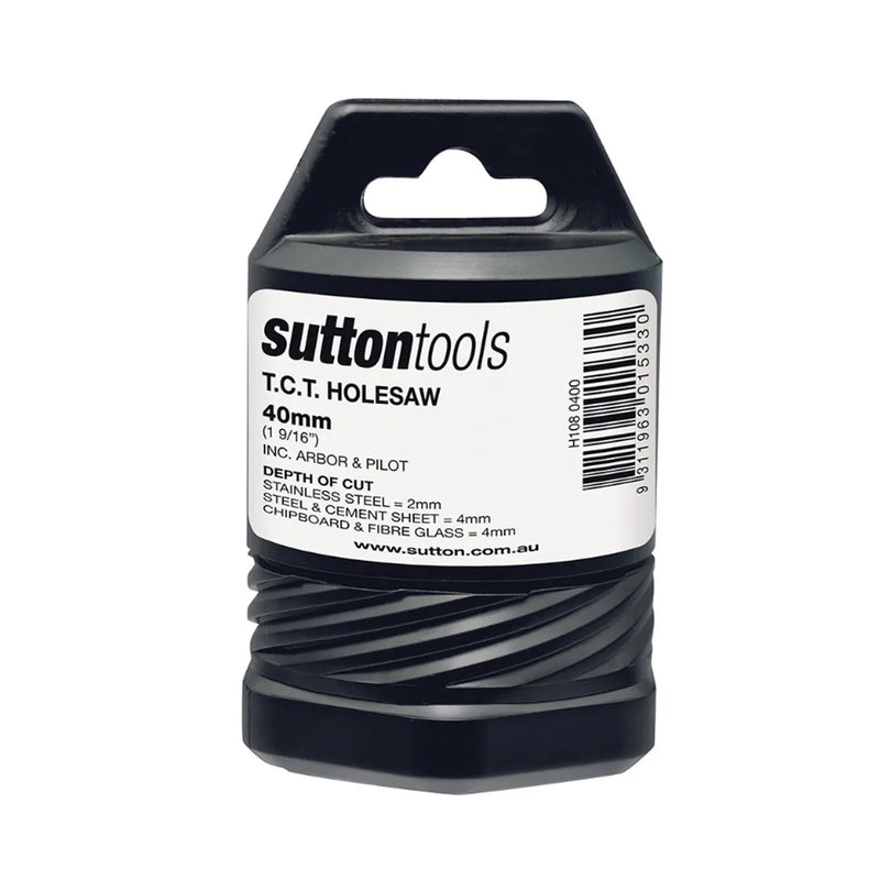 Sutton Tools 40mm TCT Holesaw with Arbor and HSS Pilot Drill H1080400