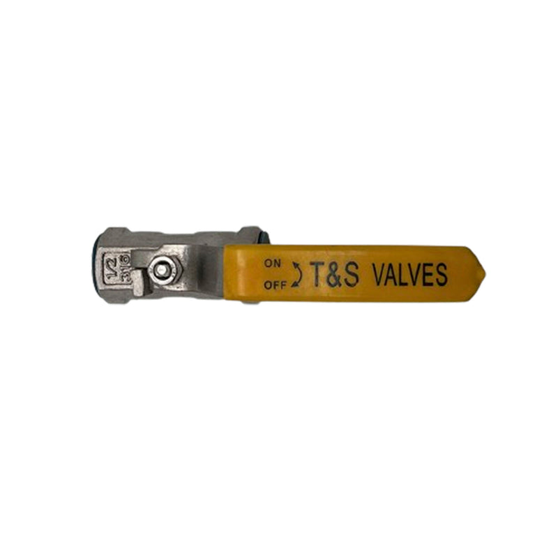 T&S Ball Valve ON/OFF 316 Stainless Steel ½” Yellow WOG 1000