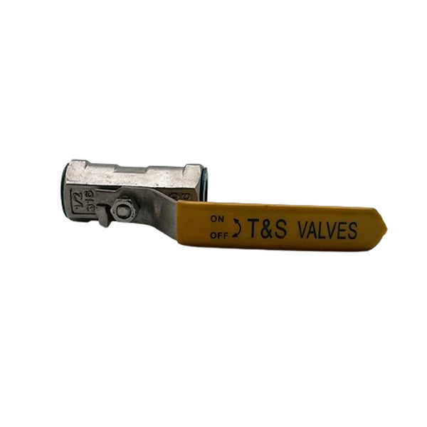 T&S Ball Valve ON/OFF 316 Stainless Steel ½” Yellow WOG 1000