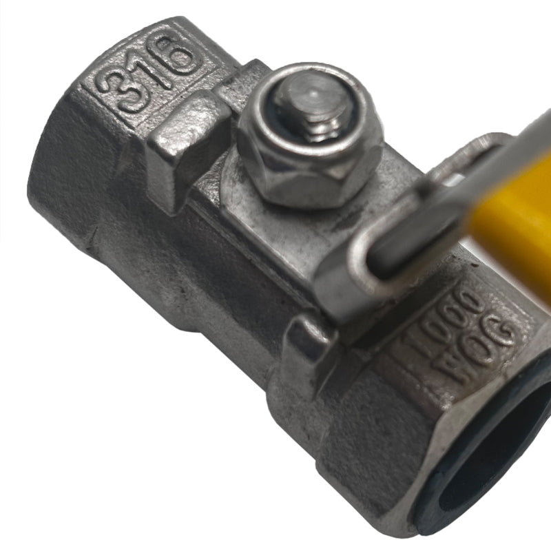 T&S Ball Valve ON/OFF 316 Stainless Steel 3/8" Yellow