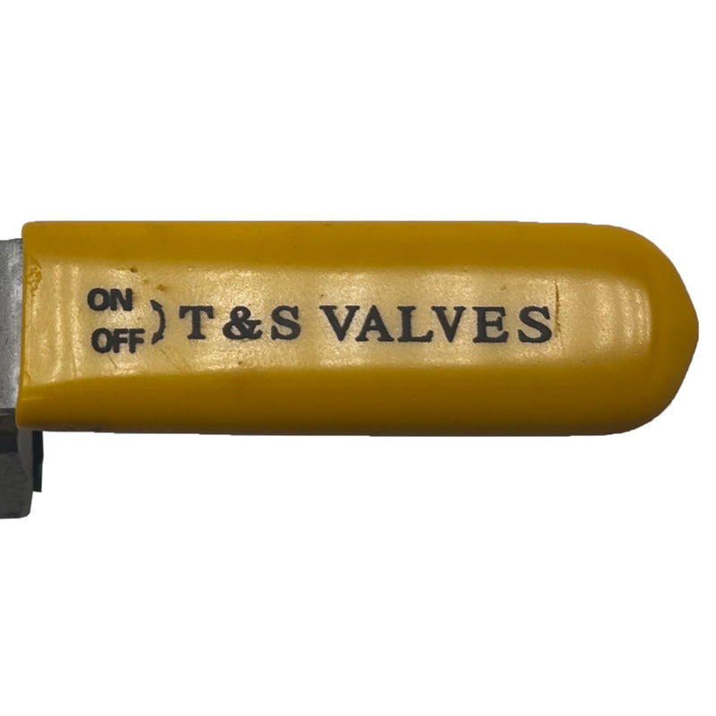 T&S Ball Valve ON/OFF 316 Stainless Steel 3/8" Yellow