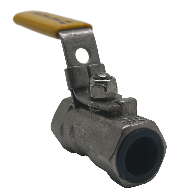 T&S Ball Valve ON/OFF 316 Stainless Steel 3/8" Yellow