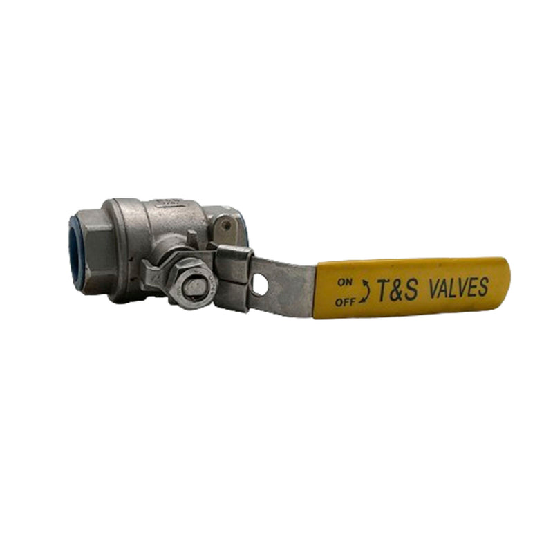 T&S Ball Valve ON/OFF 316 Stainless Steel 3/4” 1000 WOG Yellow