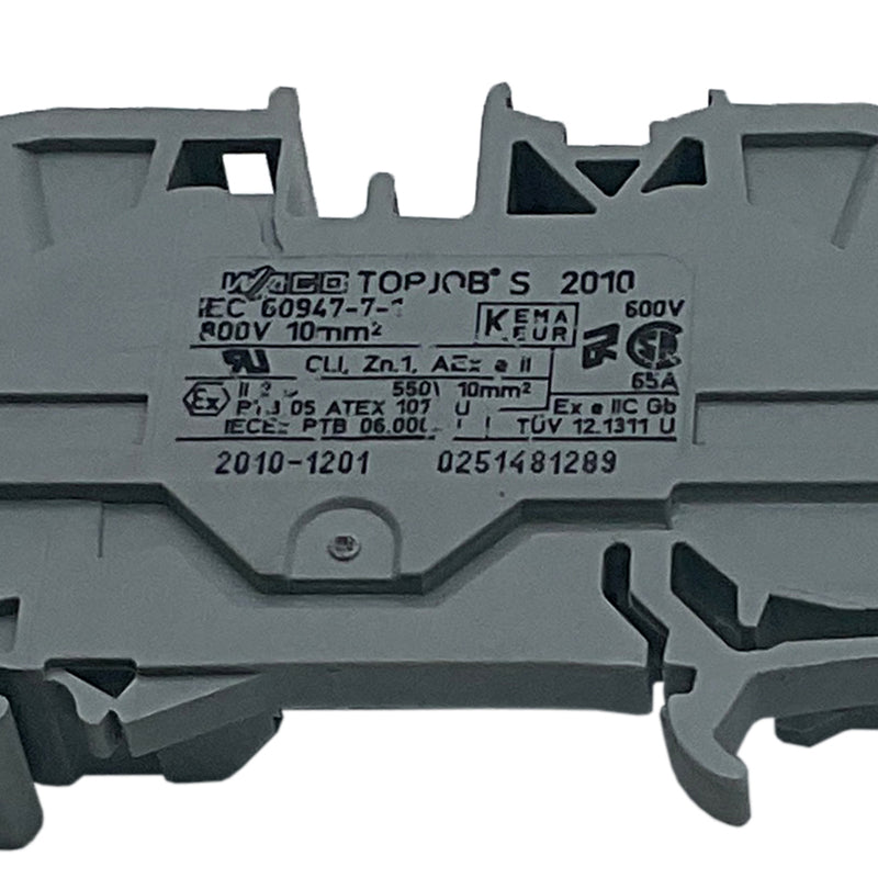 Wago Feed Through Terminal Block Push-In 10mm² Single-Level 800V 76A Grey 2010-1201