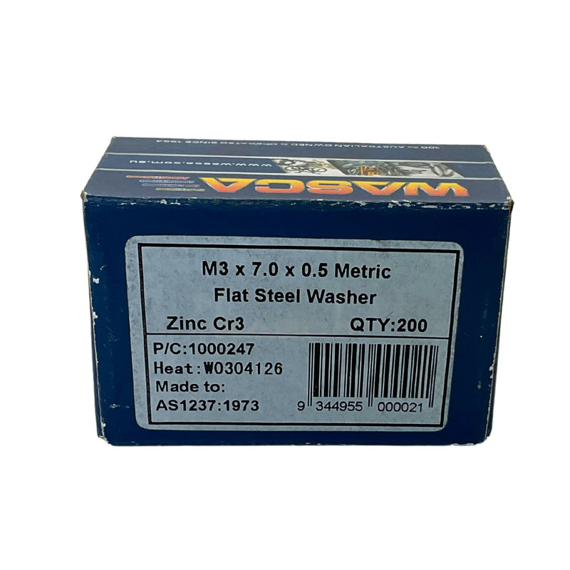 Wasca Flat Steel Washer M3x7x0.5mm 1000247 Box of 200