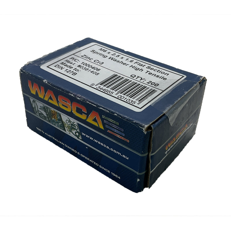 Wasca Flat Section Spring Washer High Tensile M6x2.5x1.6mm 1000406 Box of 200