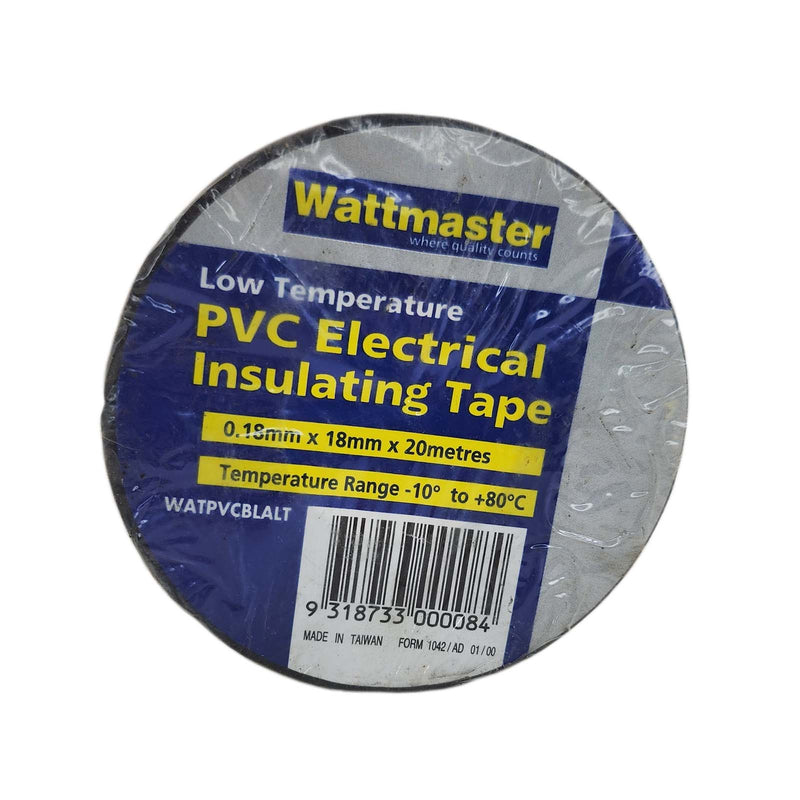 Wattmaster Electrical Insulating Tape PVC 0.18mm x 18mm x 20m Black WATPVCBLALT