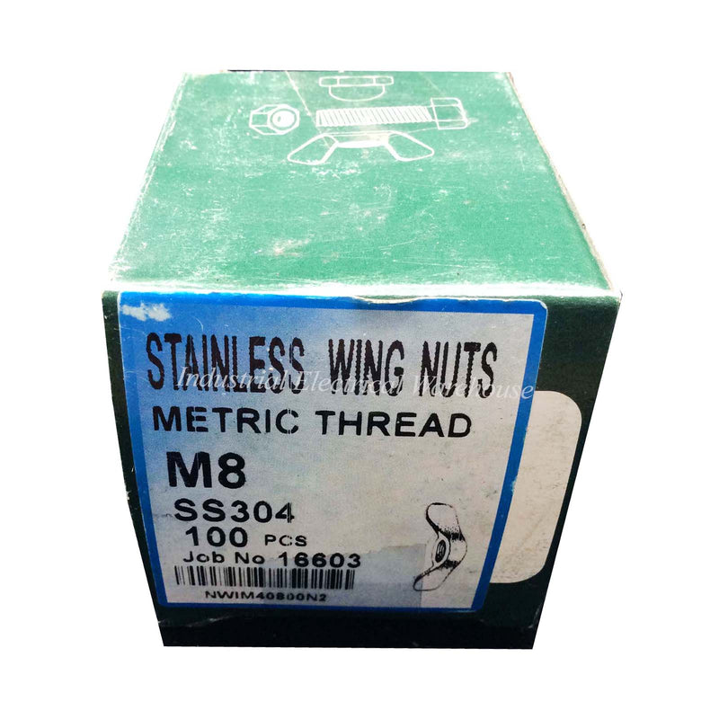 Wing Nuts M8 304 Stainless Steel Box of 100