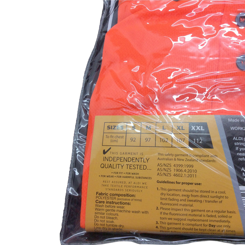 Workzone Hi-Vis Safety Workwear Long Sleeve Polo Polyester Orange Size XXL