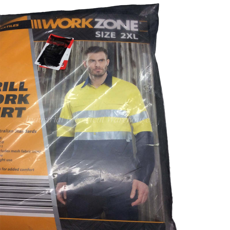 WorkZone Drill Work Shirt Long Sleeve Cotton Yellow Size 2XL