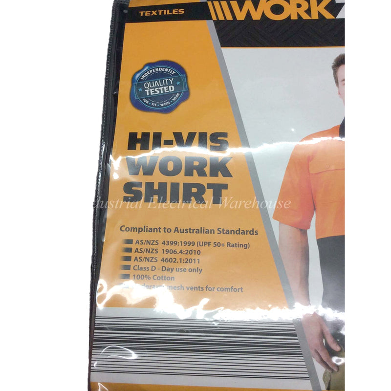 WorkZone Hi-Vis Work Shirt Short Sleeve Cotton Orange Size XL