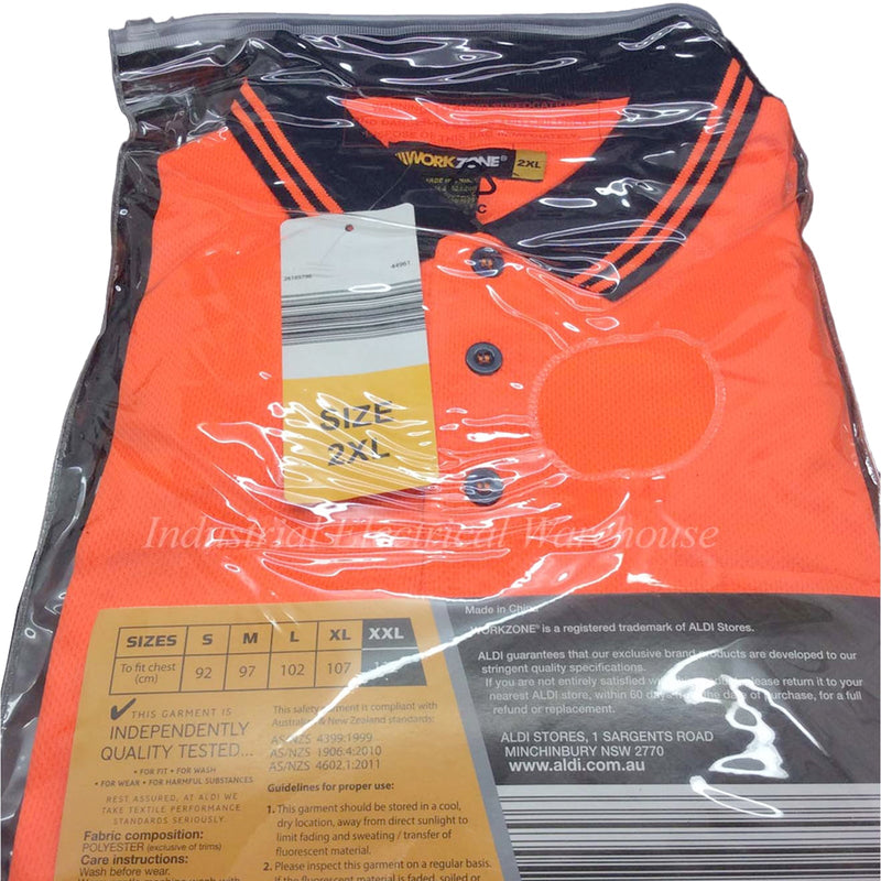 WorkZone Hi-Vis Safety Workwear Short Sleeve Polo Polyester Orange Size XXL