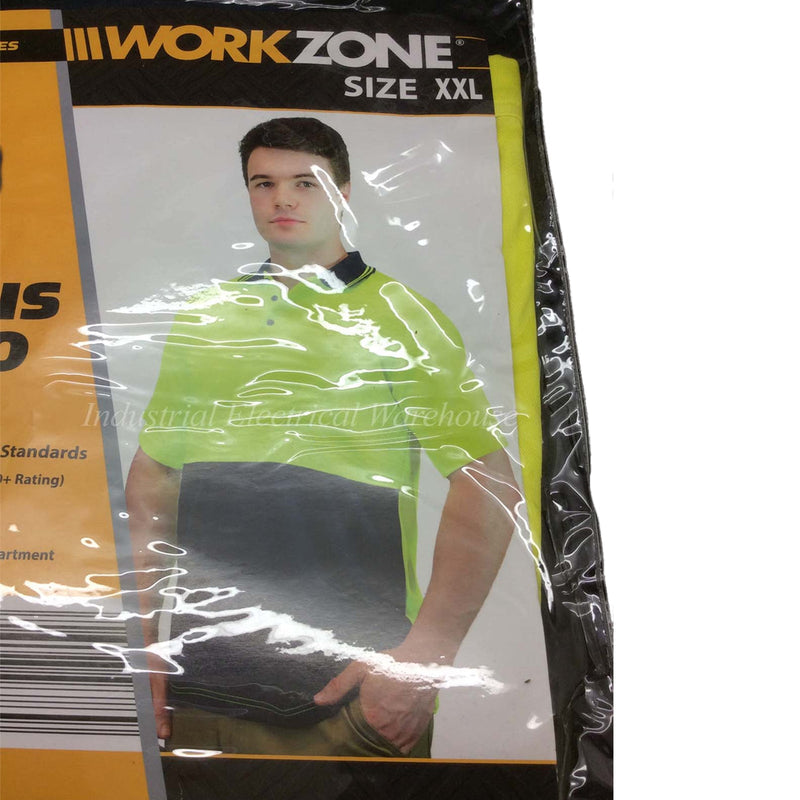 WorkZone Hi-Vis Safety Workwear Short Sleeve Polo Polyester Yellow Size XXL